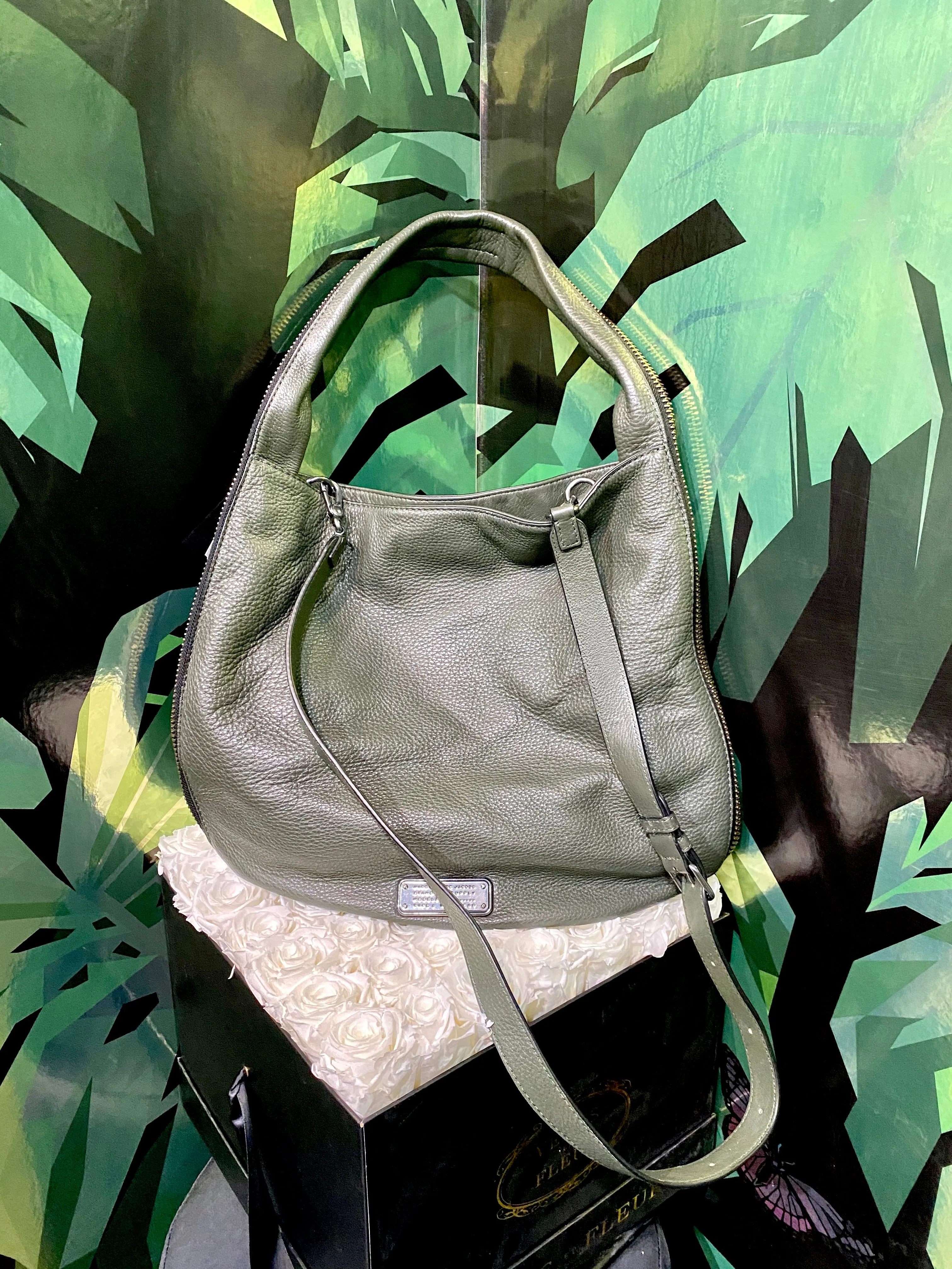 Marc by Marc Jacobs Leather Cross-Body Hobo Bag with Top Handle and Expandable Zipper