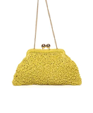 Margherita Raffia Clutch Lime