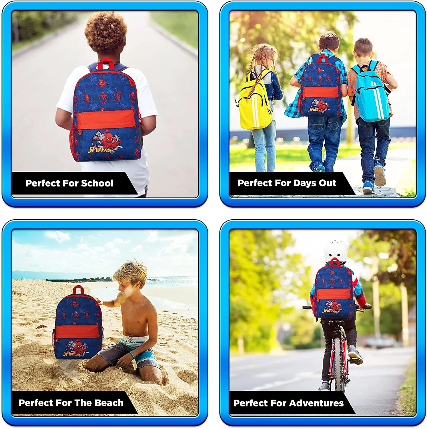 Marvel Spiderman School Bag, Large Capacity Kids Backpack for Travel, Sports