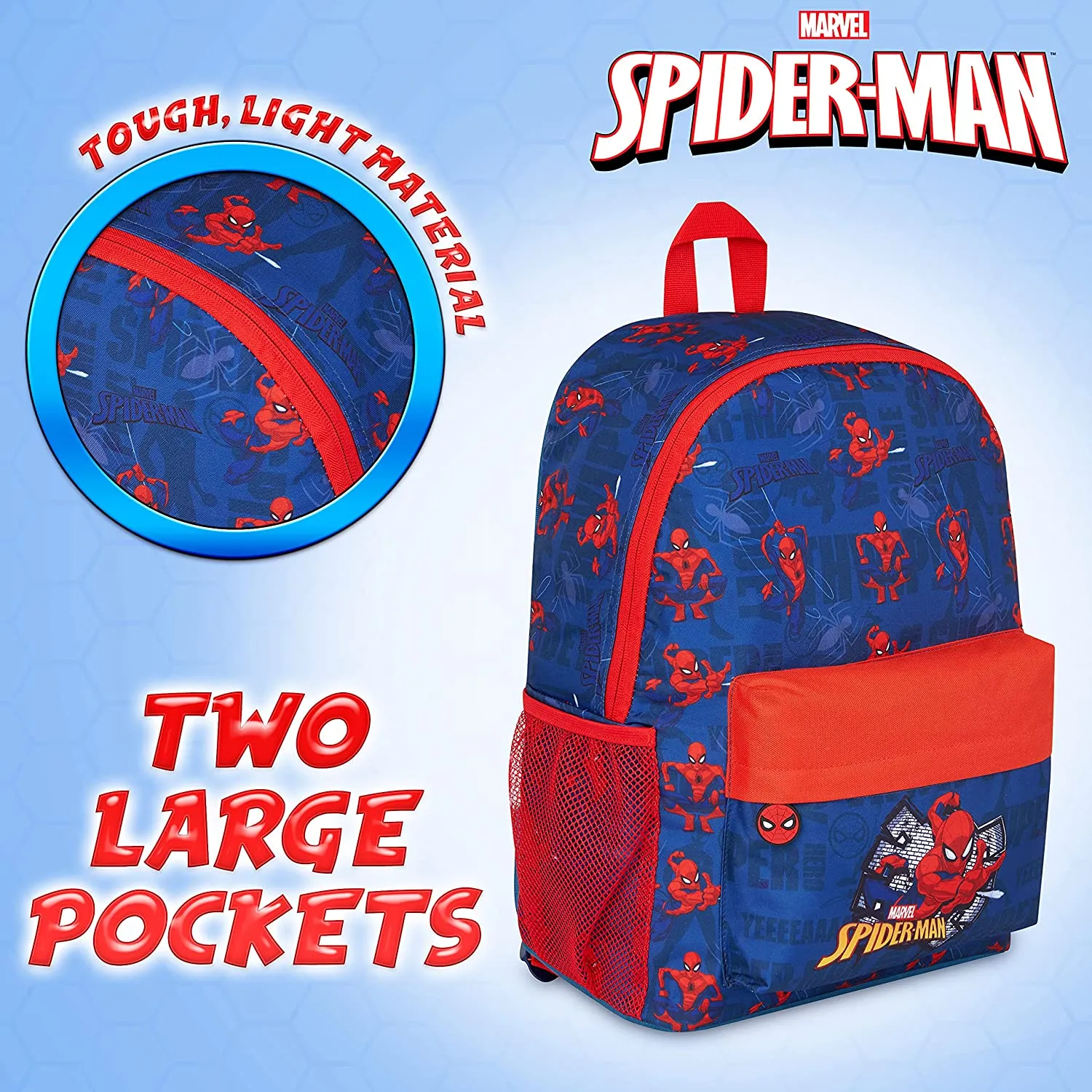 Marvel Spiderman School Bag, Large Capacity Kids Backpack for Travel, Sports