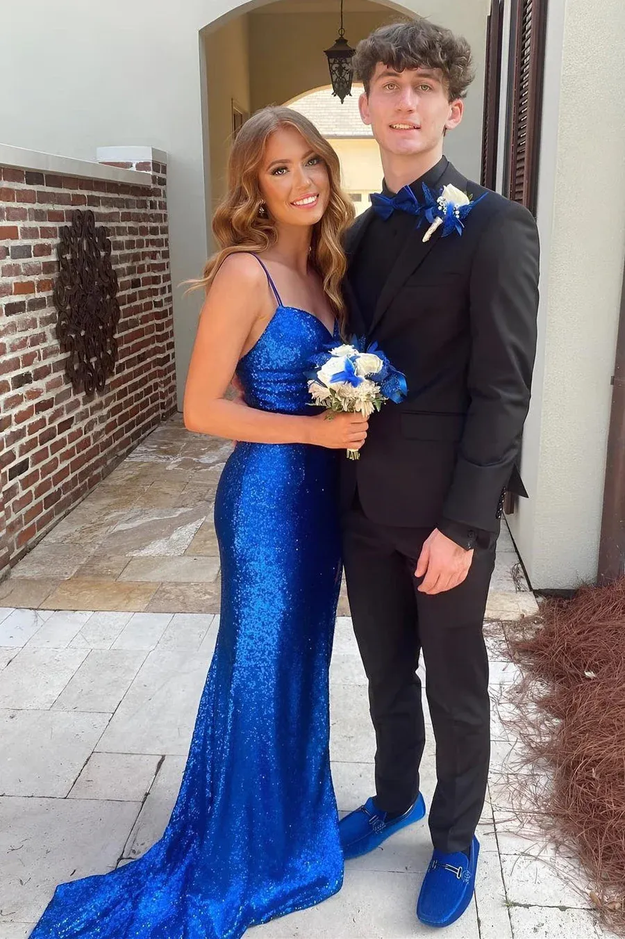Mermaid Spaghetti Straps Sequins Long Prom Dress