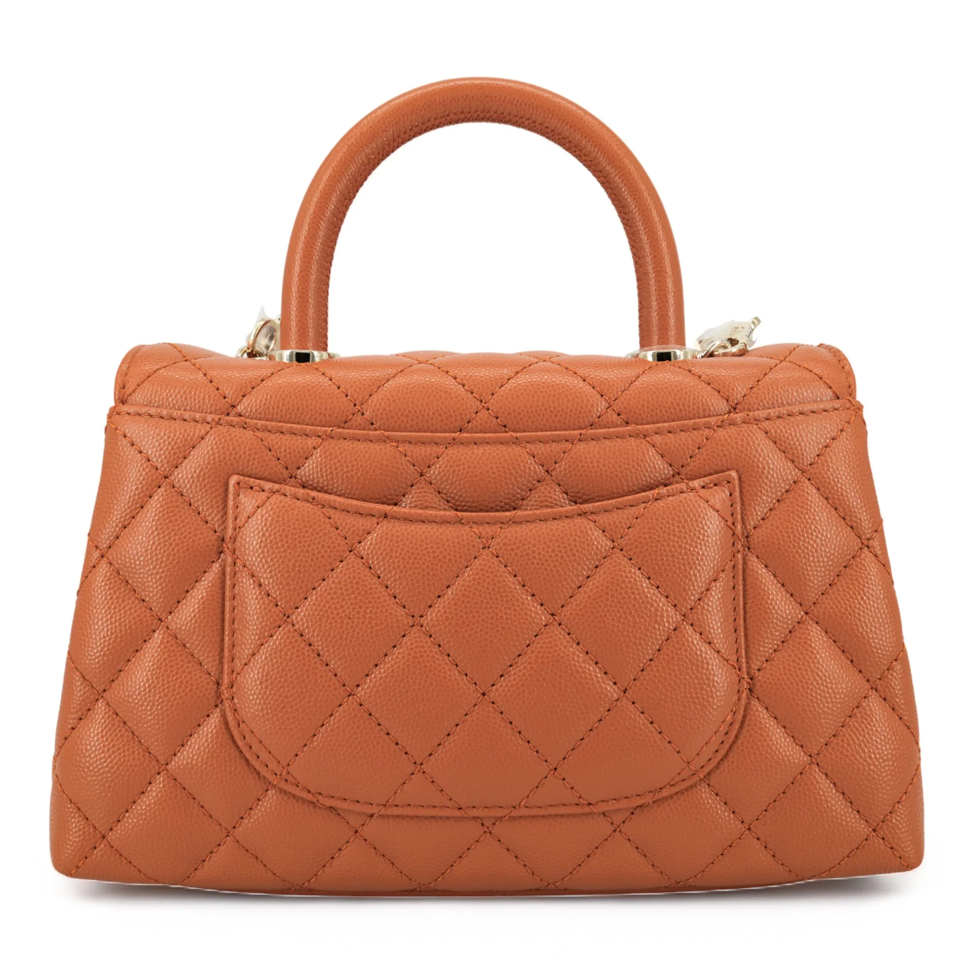 Mini Coco Handle Flap Bag in 21A Brown Caramel Pumpkin Caviar