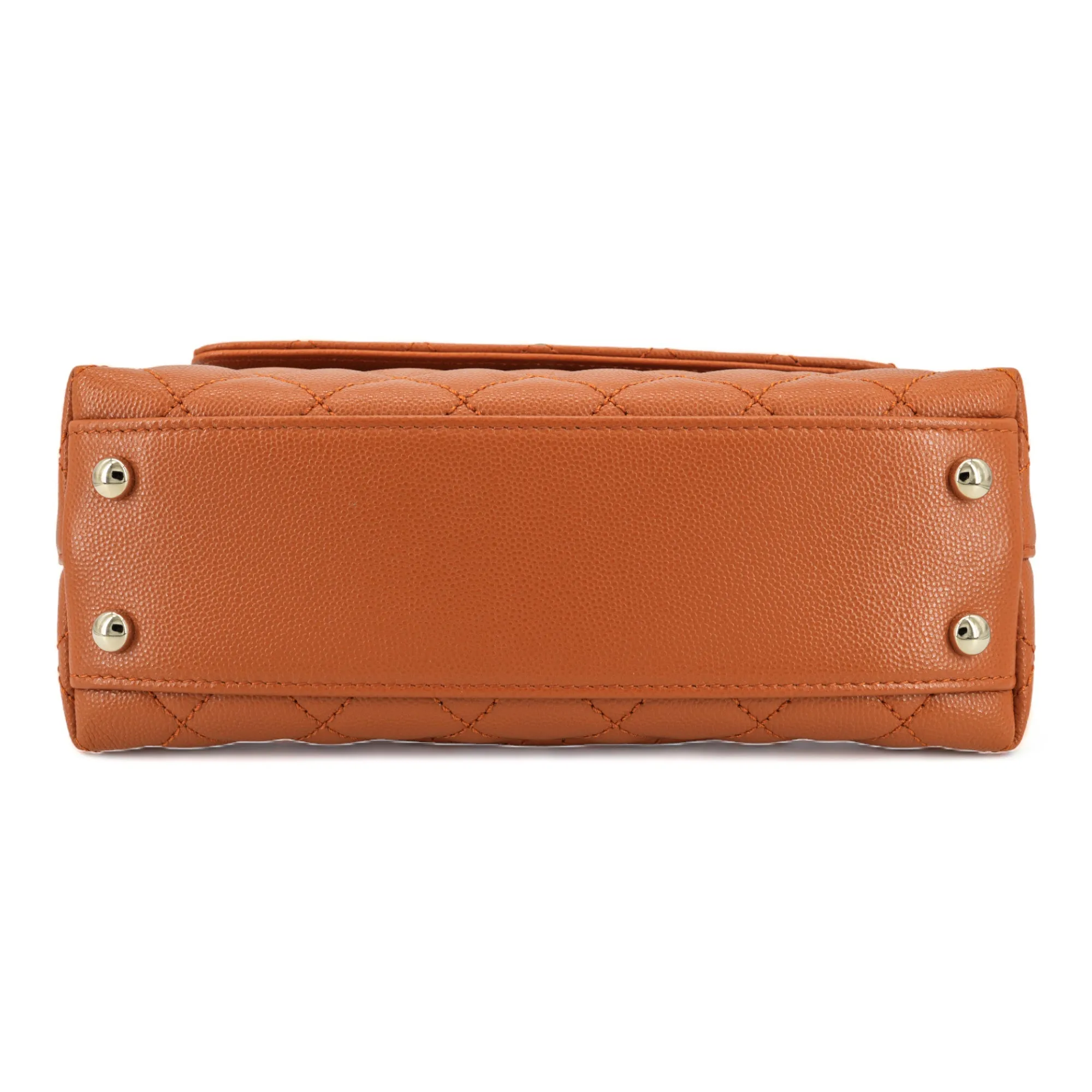 Mini Coco Handle Flap Bag in 21A Brown Caramel Pumpkin Caviar