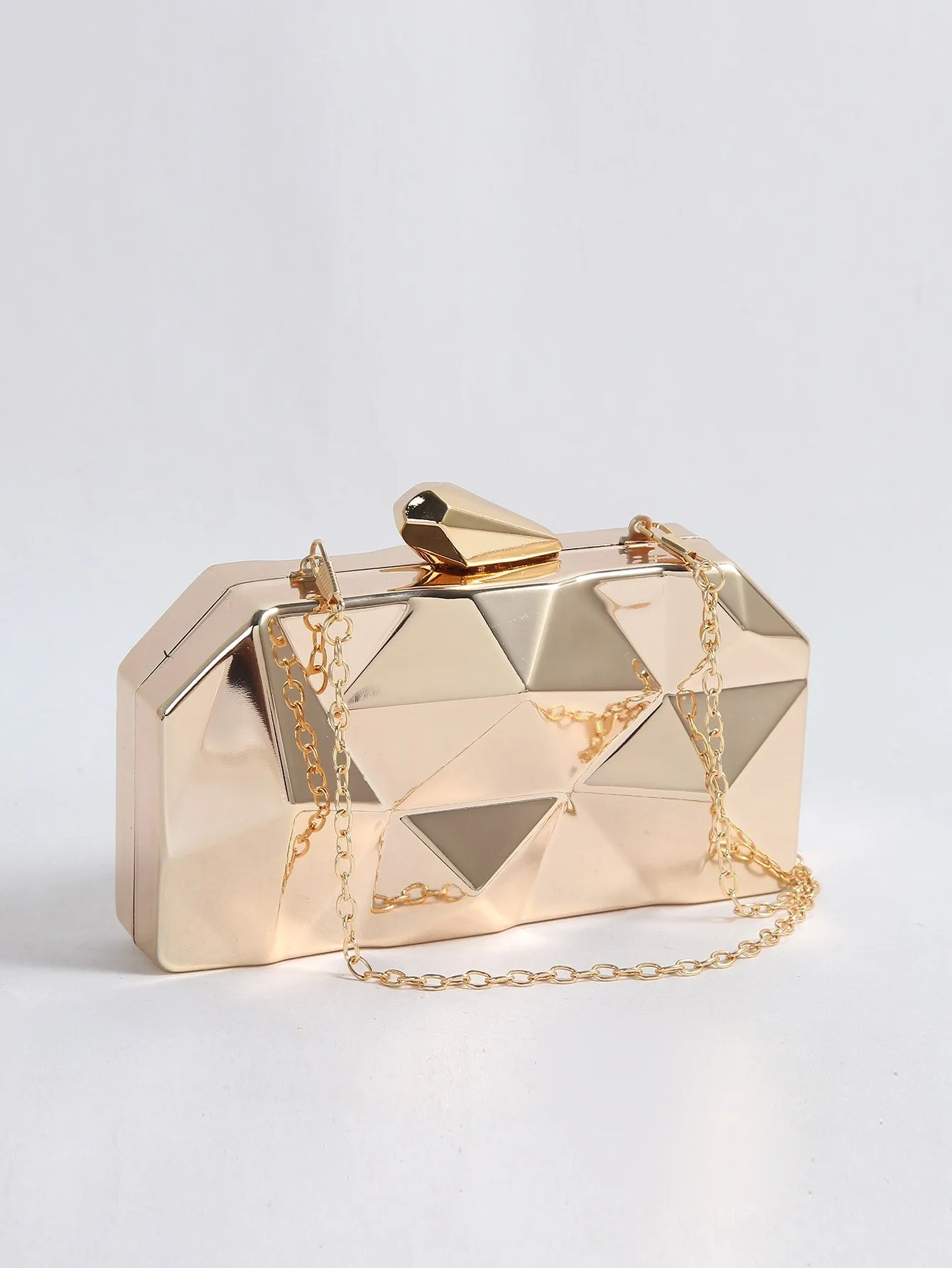 Mini Geometric Design Baguette Bag - Gold