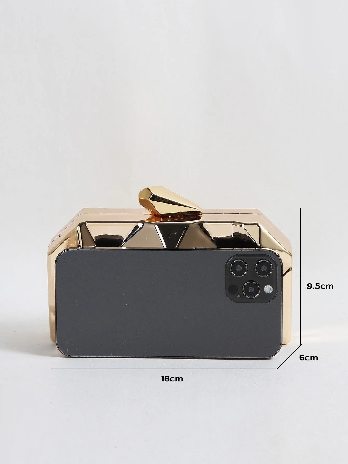 Mini Geometric Design Baguette Bag - Gold