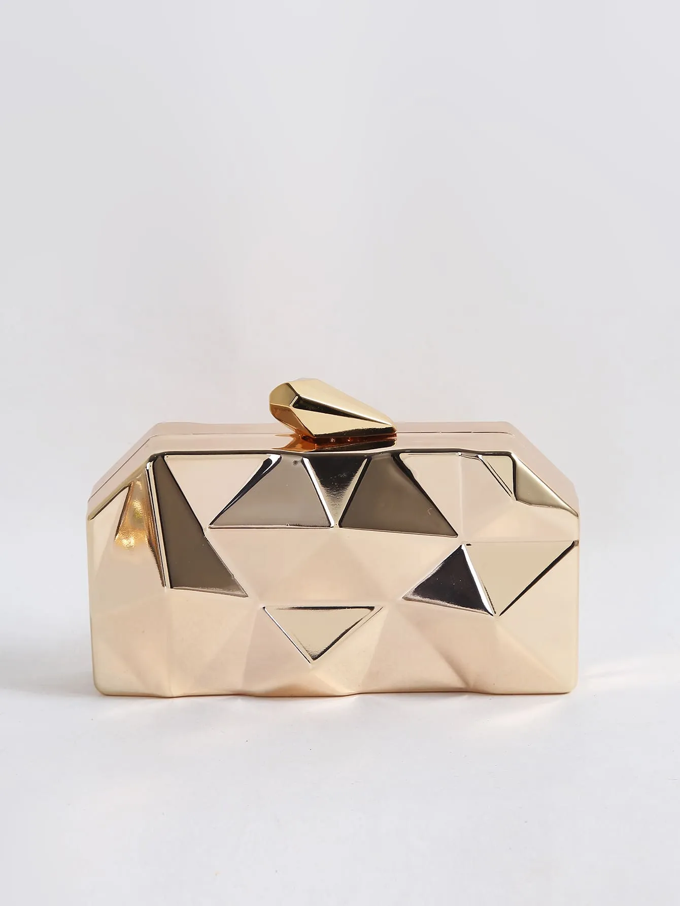 Mini Geometric Design Baguette Bag - Gold