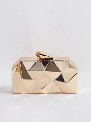Mini Geometric Design Baguette Bag - Gold