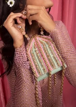 Mint embellished mini bag