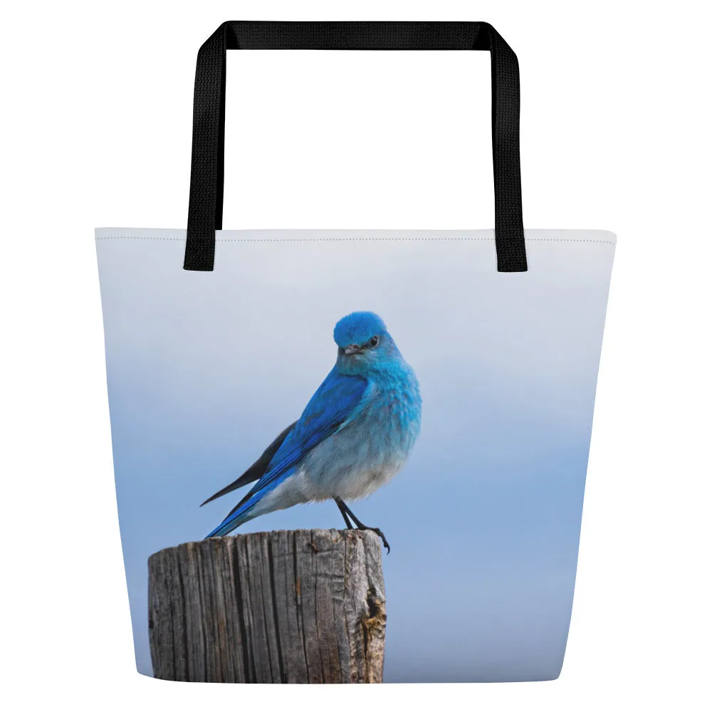 Mountain Bluebird All-Over Print Large Tote Bag