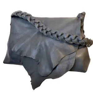 Multi layer raw edge crossbody bag in black leather