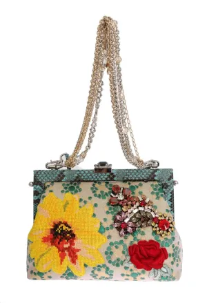 Multicolor VANDA Floral Embroidered Crystal Bag