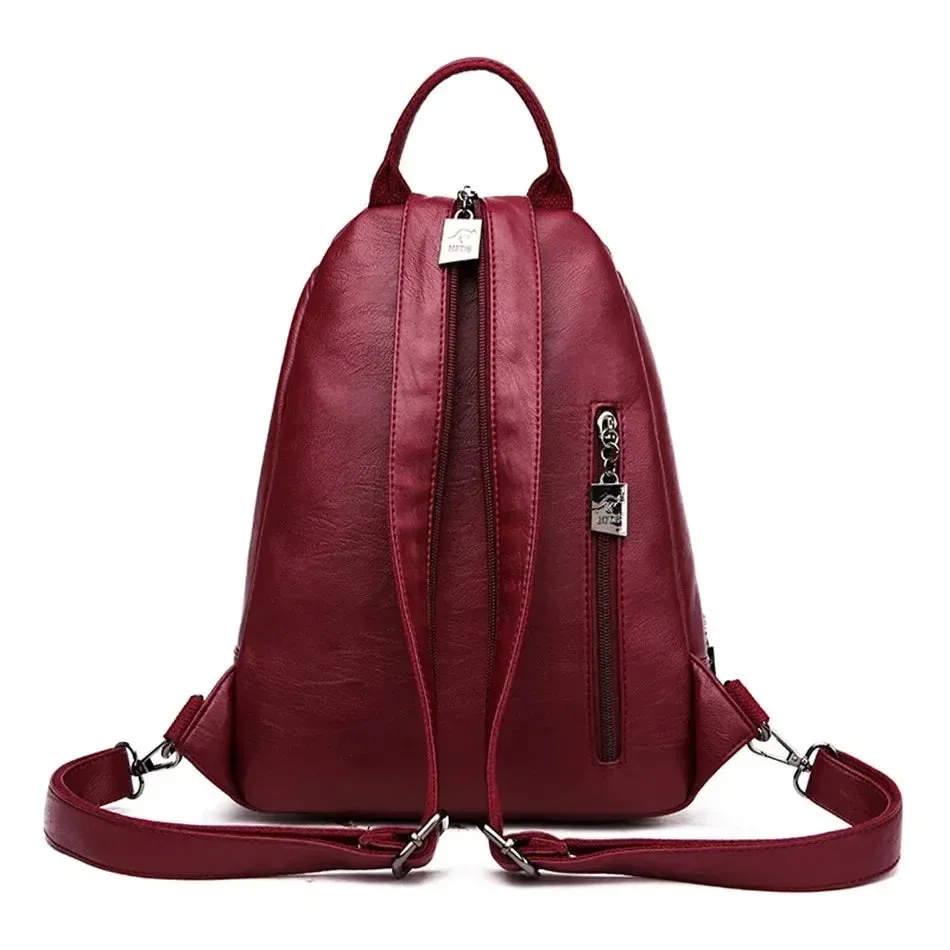 Multifunctional Women Leather Backpacks Vintage Backpack For Teenager Girls School Chest Bag Travel Bagpack Ladies Sac Back Pack