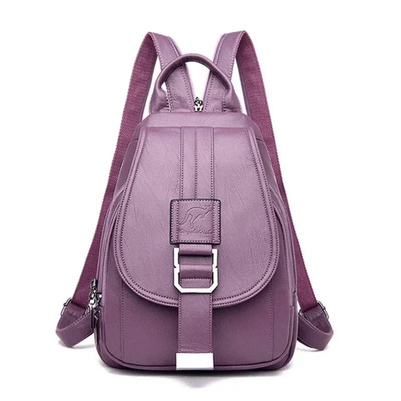 Multifunctional Women Leather Backpacks Vintage Backpack For Teenager Girls School Chest Bag Travel Bagpack Ladies Sac Back Pack