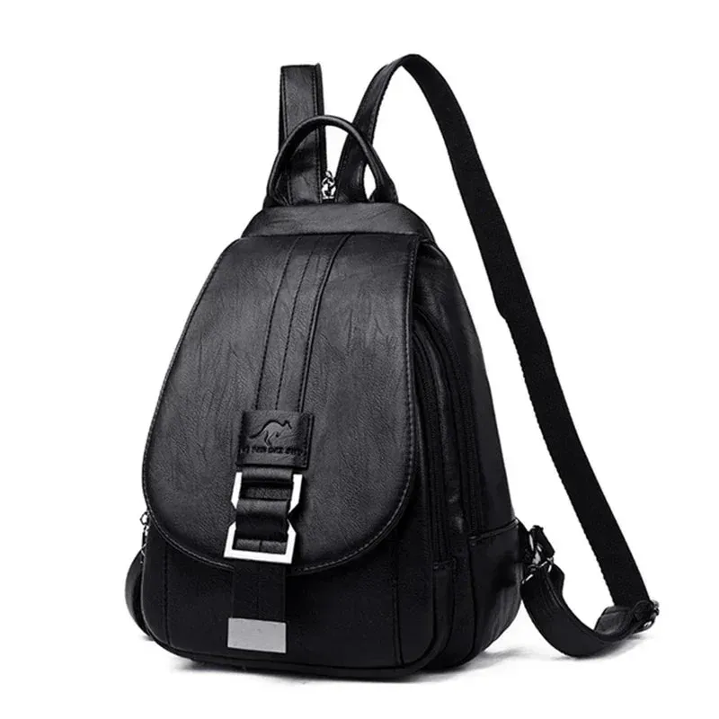 Multifunctional Women Leather Backpacks Vintage Backpack For Teenager Girls School Chest Bag Travel Bagpack Ladies Sac Back Pack