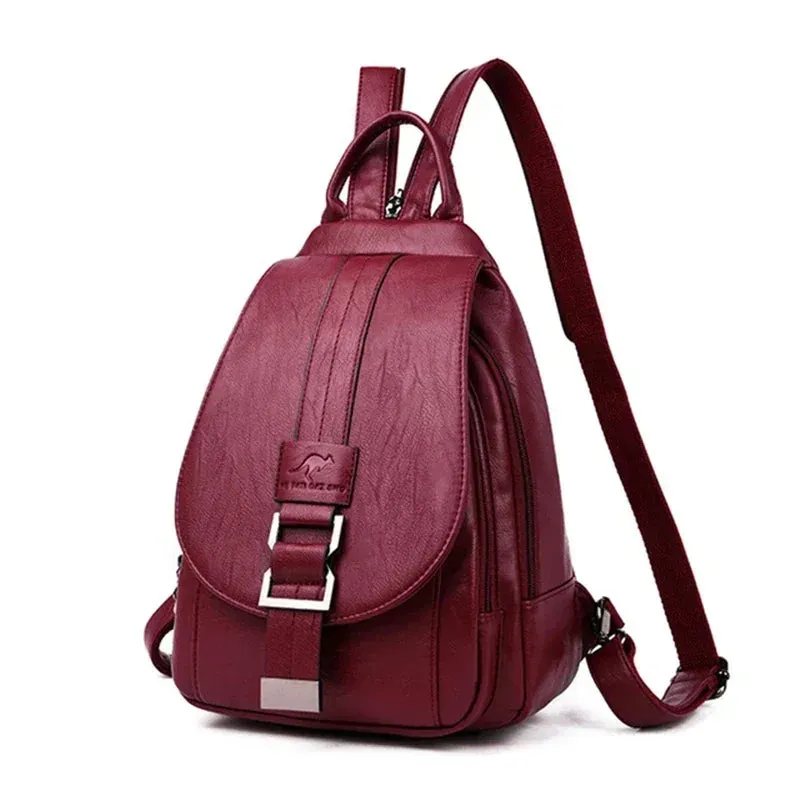 Multifunctional Women Leather Backpacks Vintage Backpack For Teenager Girls School Chest Bag Travel Bagpack Ladies Sac Back Pack