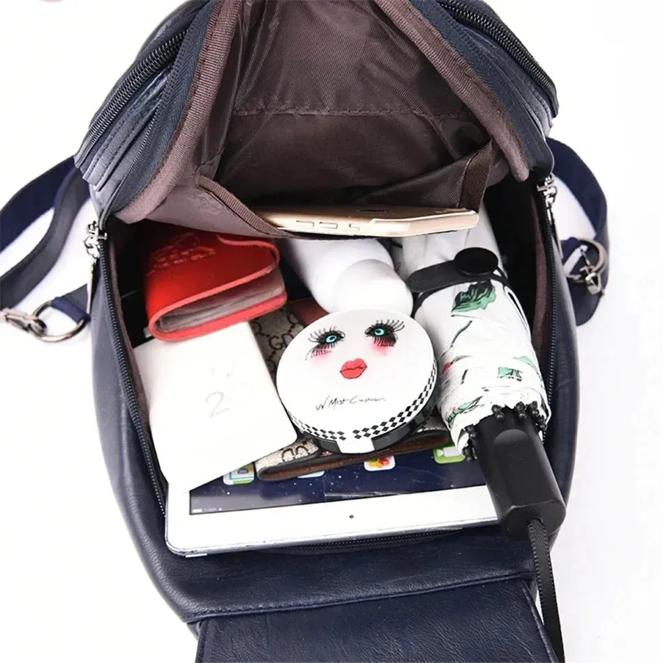 Multifunctional Women Leather Backpacks Vintage Backpack For Teenager Girls School Chest Bag Travel Bagpack Ladies Sac Back Pack