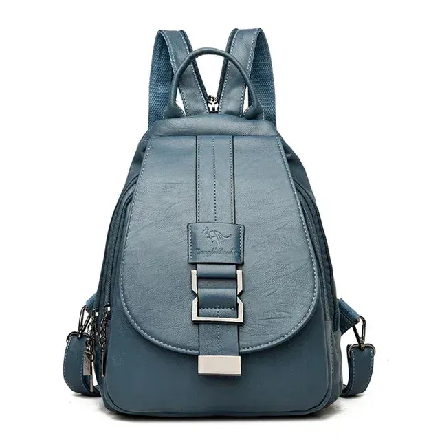 Multifunctional Women Leather Backpacks Vintage Backpack For Teenager Girls School Chest Bag Travel Bagpack Ladies Sac Back Pack