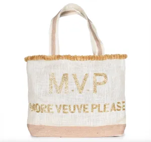 MVP Veuve Please Beaded PomPom Design Your Own Tote Bag