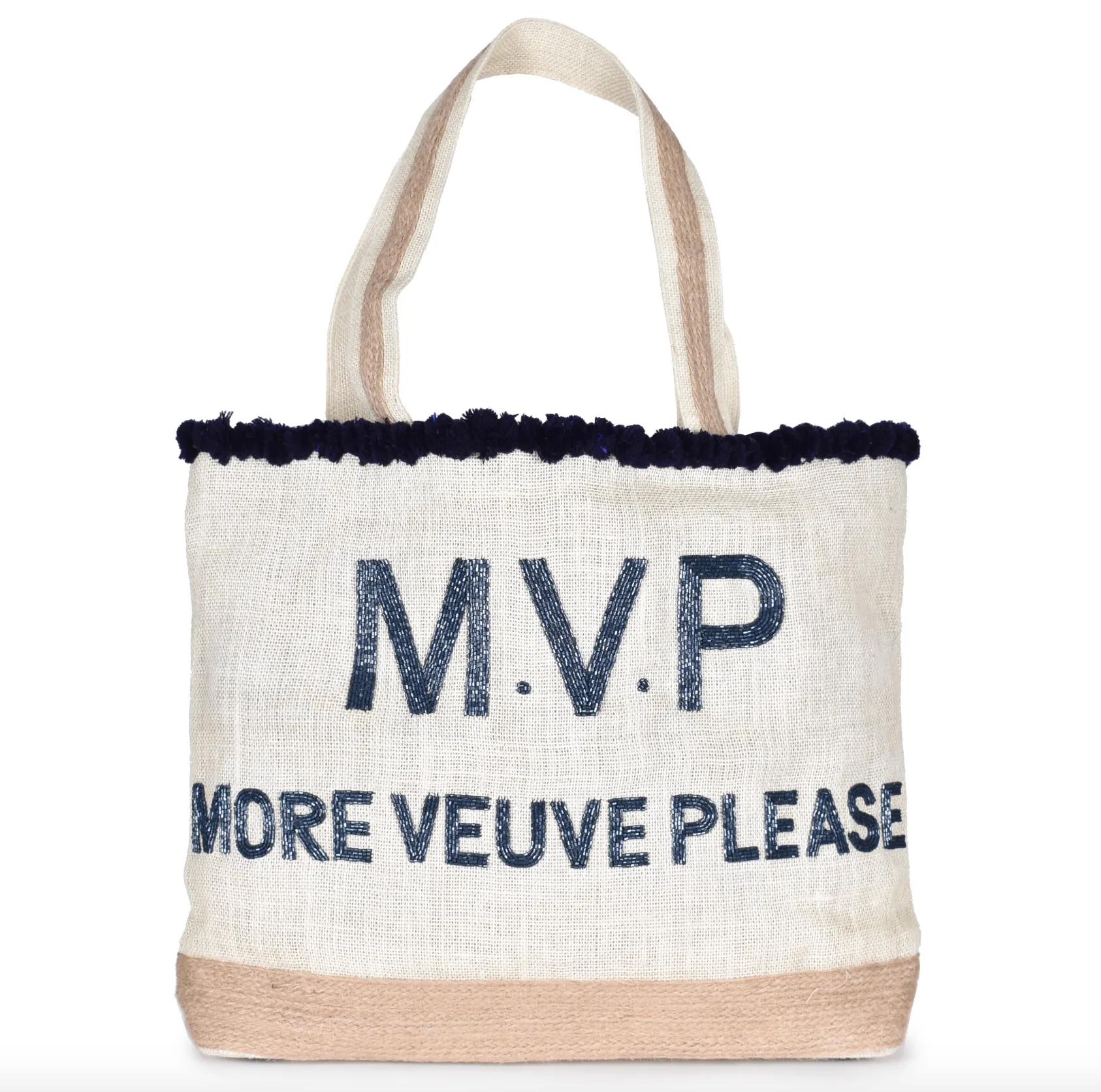 MVP Veuve Please Beaded PomPom Design Your Own Tote Bag