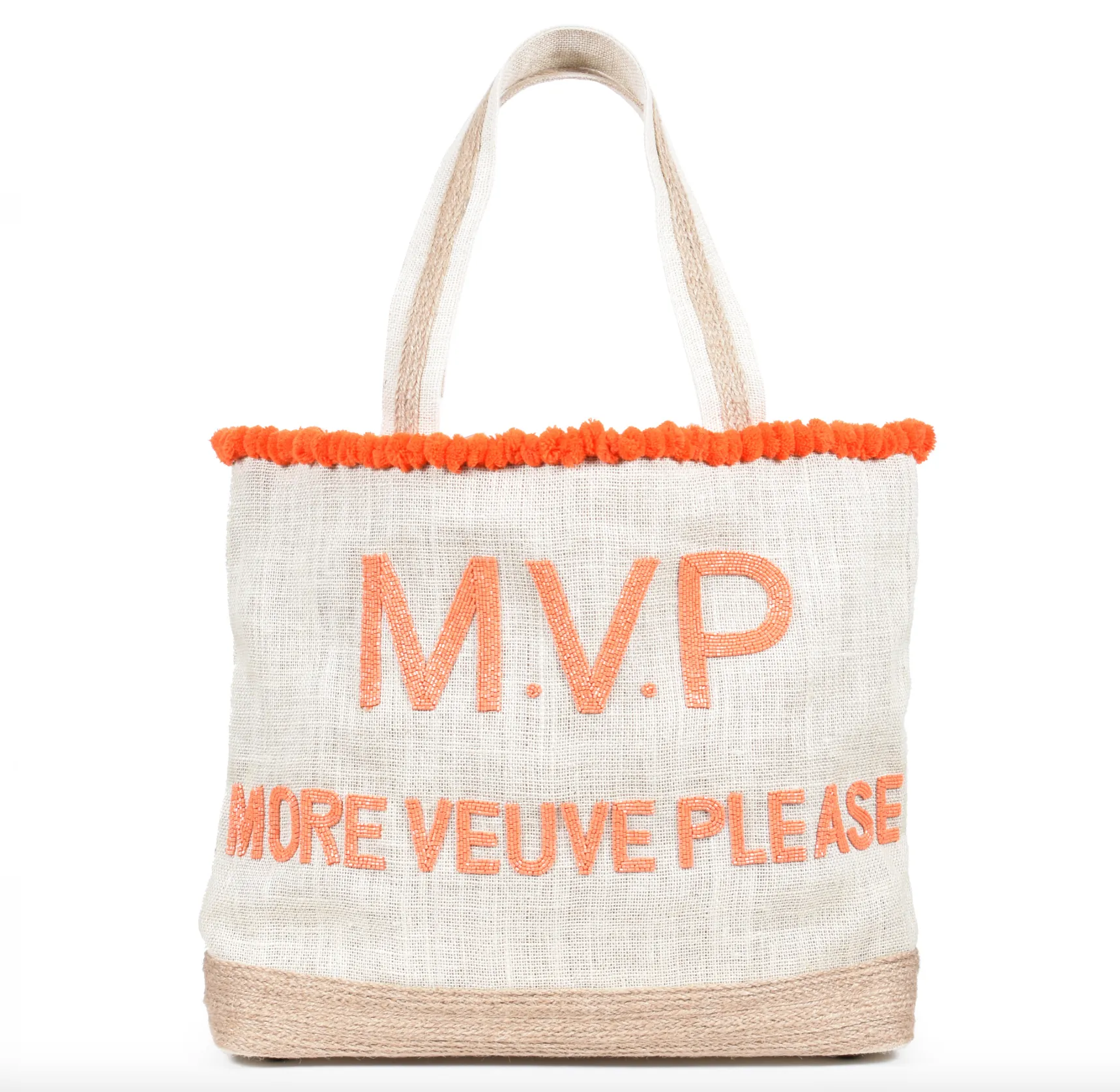 MVP Veuve Please Beaded PomPom Design Your Own Tote Bag