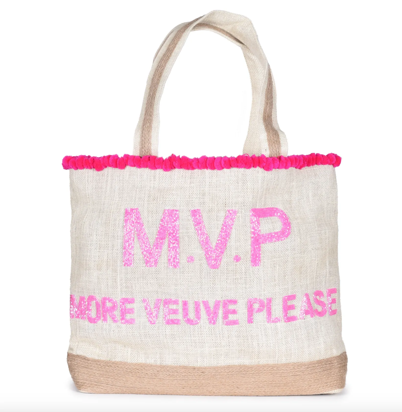 MVP Veuve Please Beaded PomPom Design Your Own Tote Bag