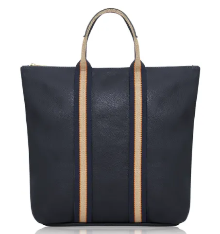 Navy Leather Tote Backpack