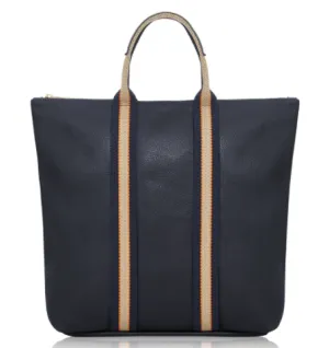 Navy Leather Tote Backpack