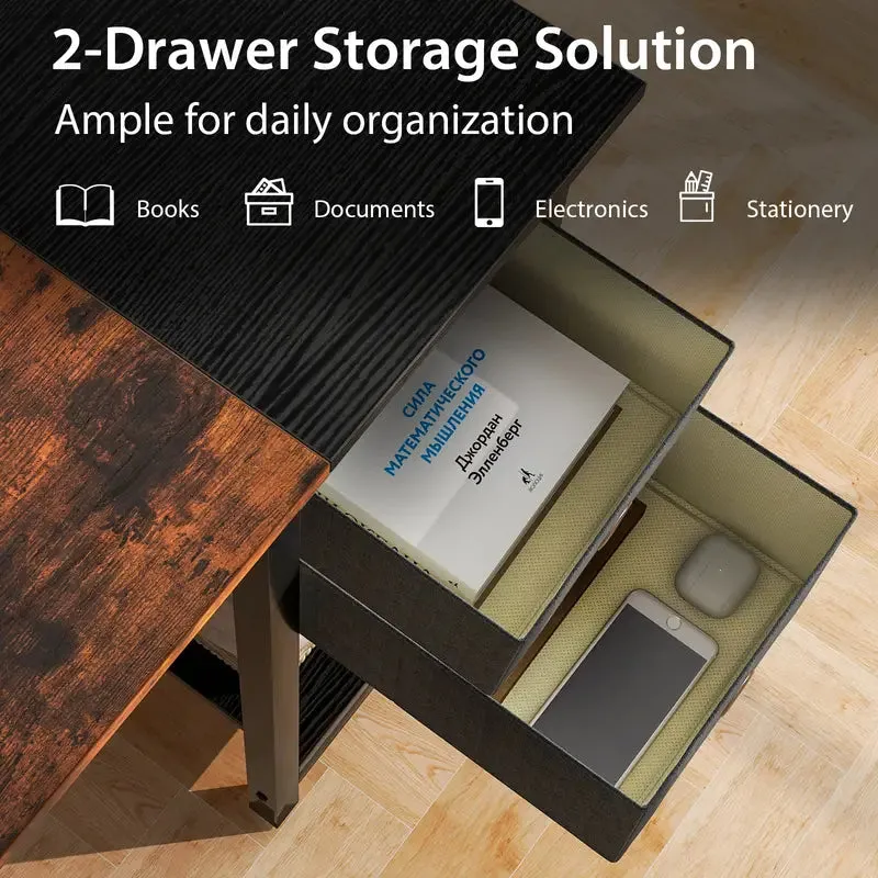 NEW in box! MULTIGOT 55" Home Office Desk with Storage Headphone Hook Shelf & 2 Drawers Laptop Desk, Retails $209 