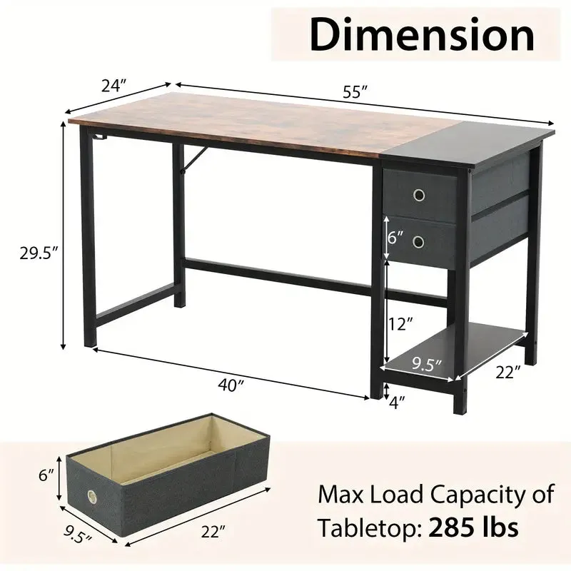 NEW in box! MULTIGOT 55" Home Office Desk with Storage Headphone Hook Shelf & 2 Drawers Laptop Desk, Retails $209 