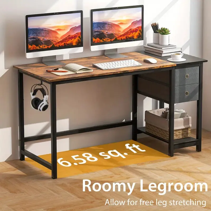 NEW in box! MULTIGOT 55" Home Office Desk with Storage Headphone Hook Shelf & 2 Drawers Laptop Desk, Retails $209 