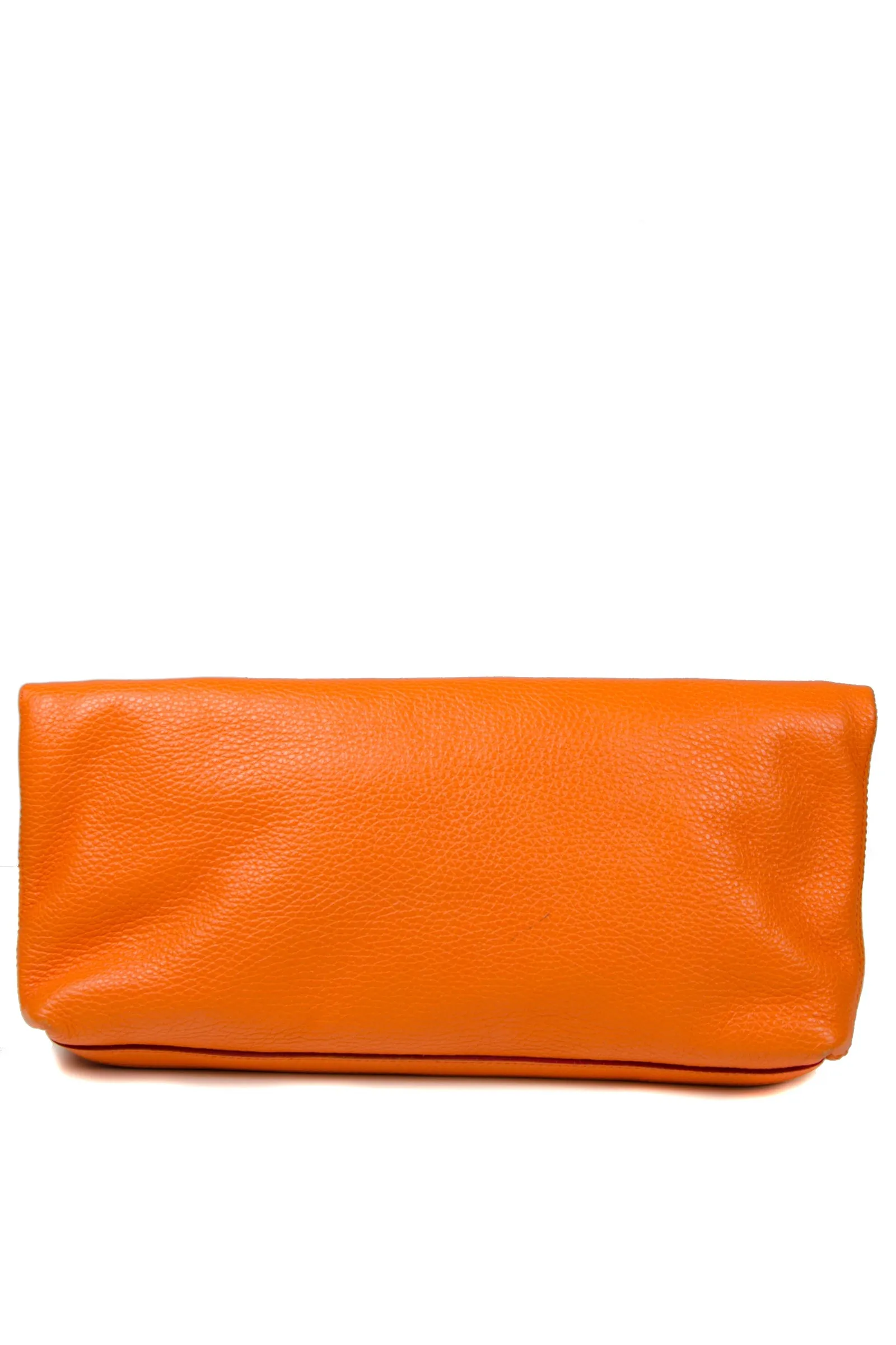 Orange Fold Over Skull Clutch