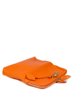 Orange Fold Over Skull Clutch