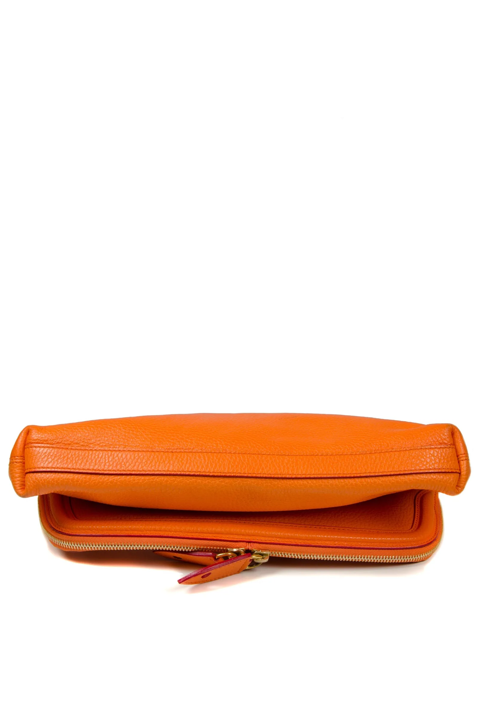 Orange Fold Over Skull Clutch