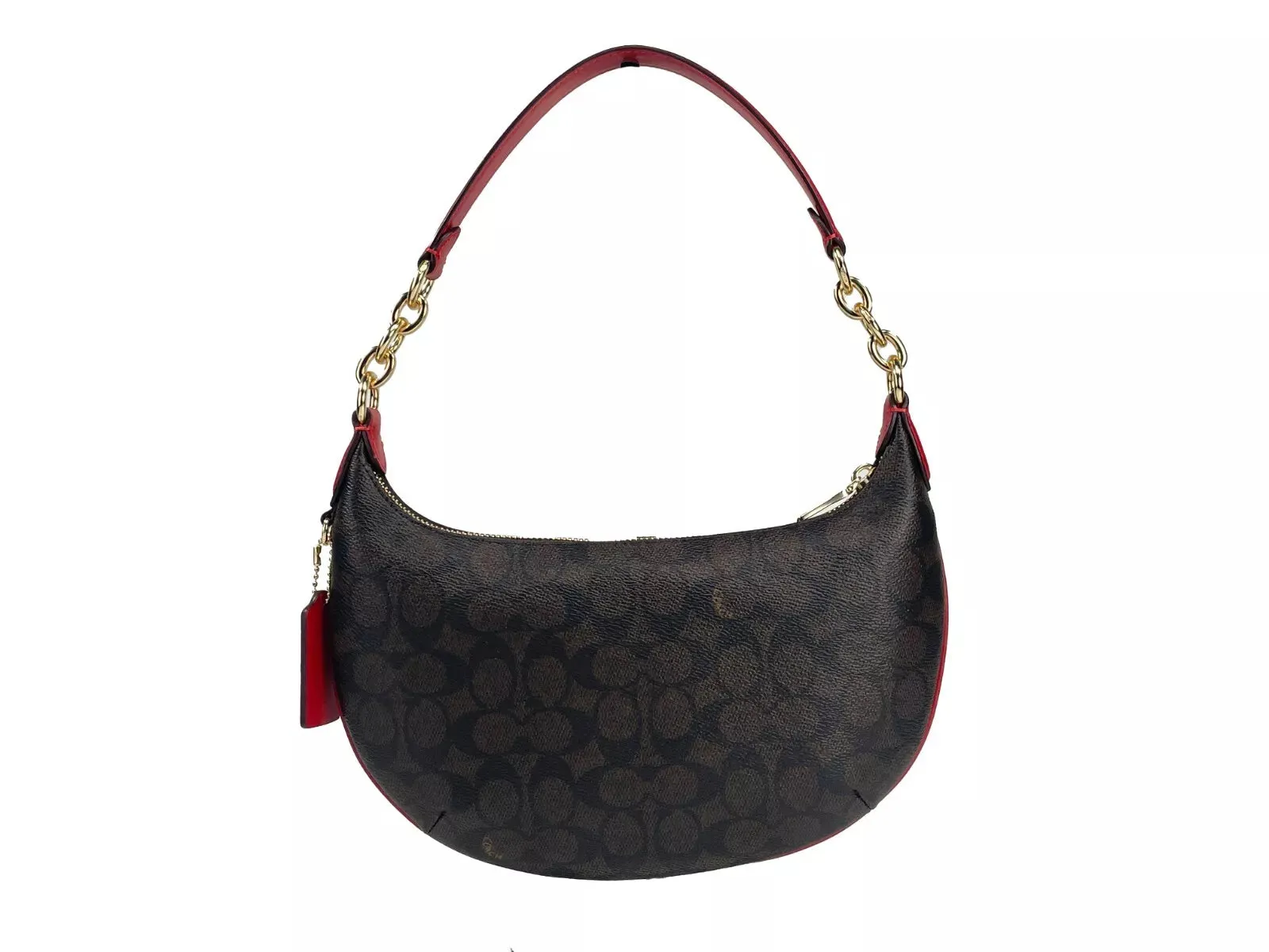 Payton Signature PVC Leather Shoulder Bag Brown Red