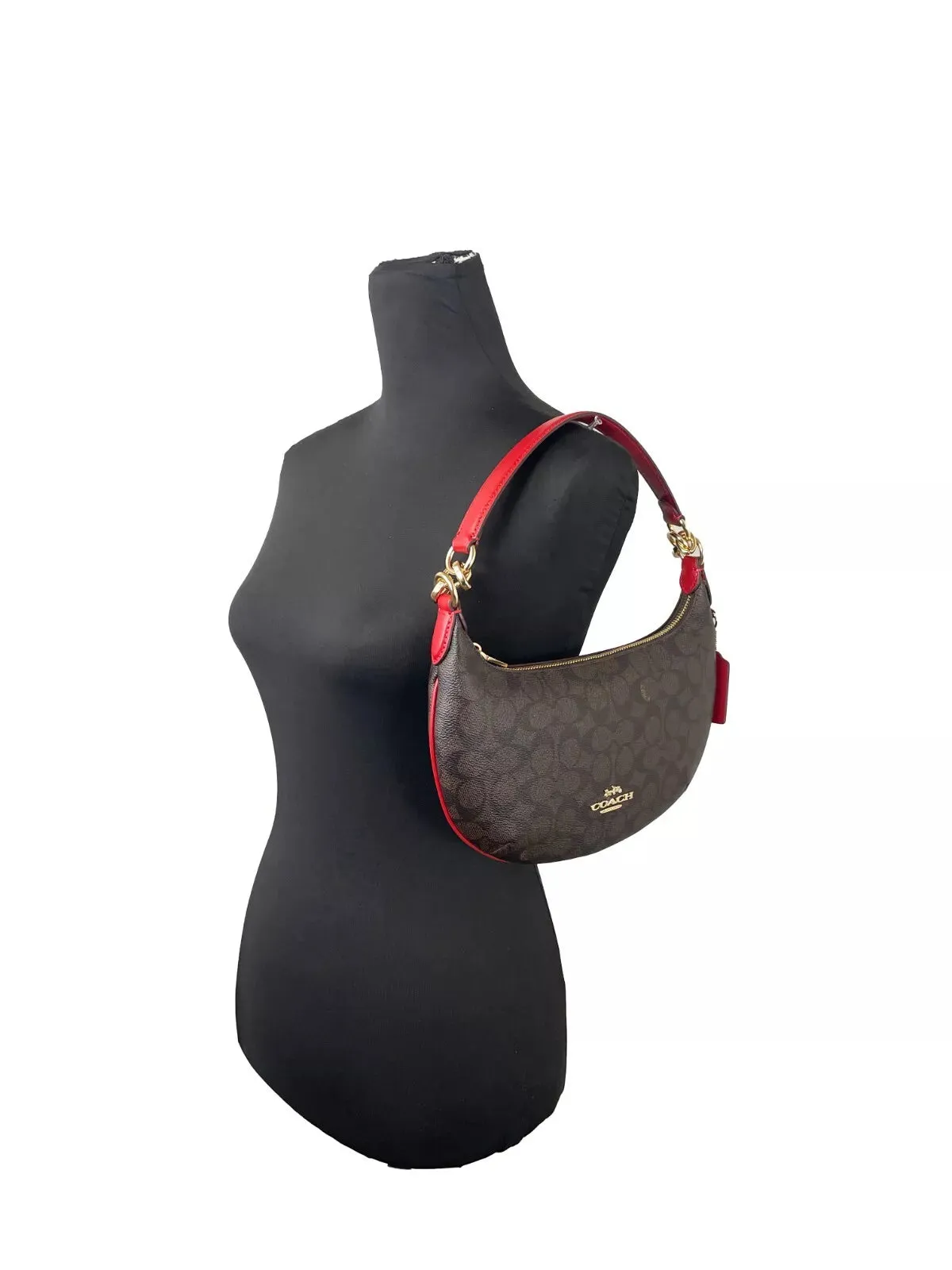 Payton Signature PVC Leather Shoulder Bag Brown Red
