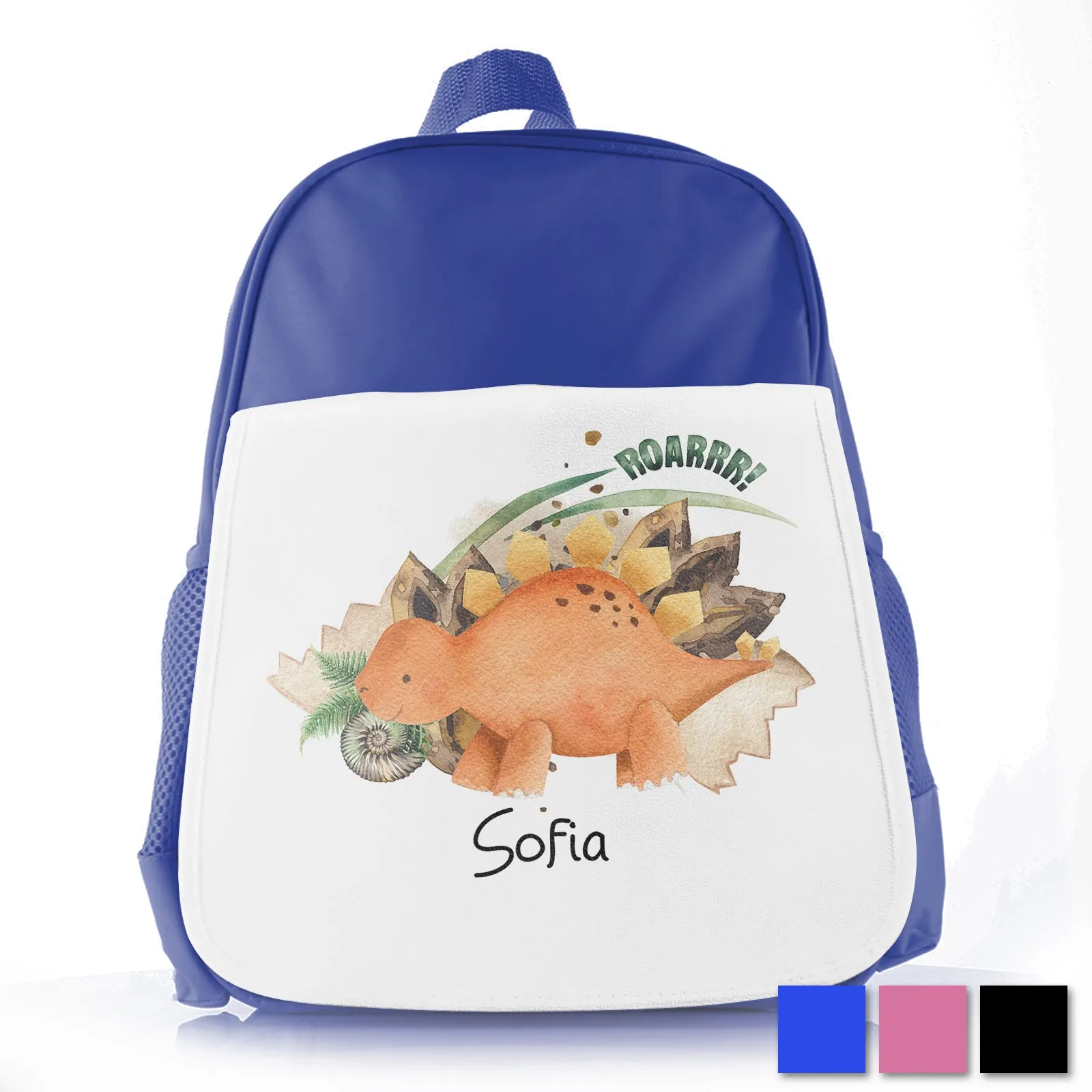 Personalised School Bag with Name and Shell Stegosaurus