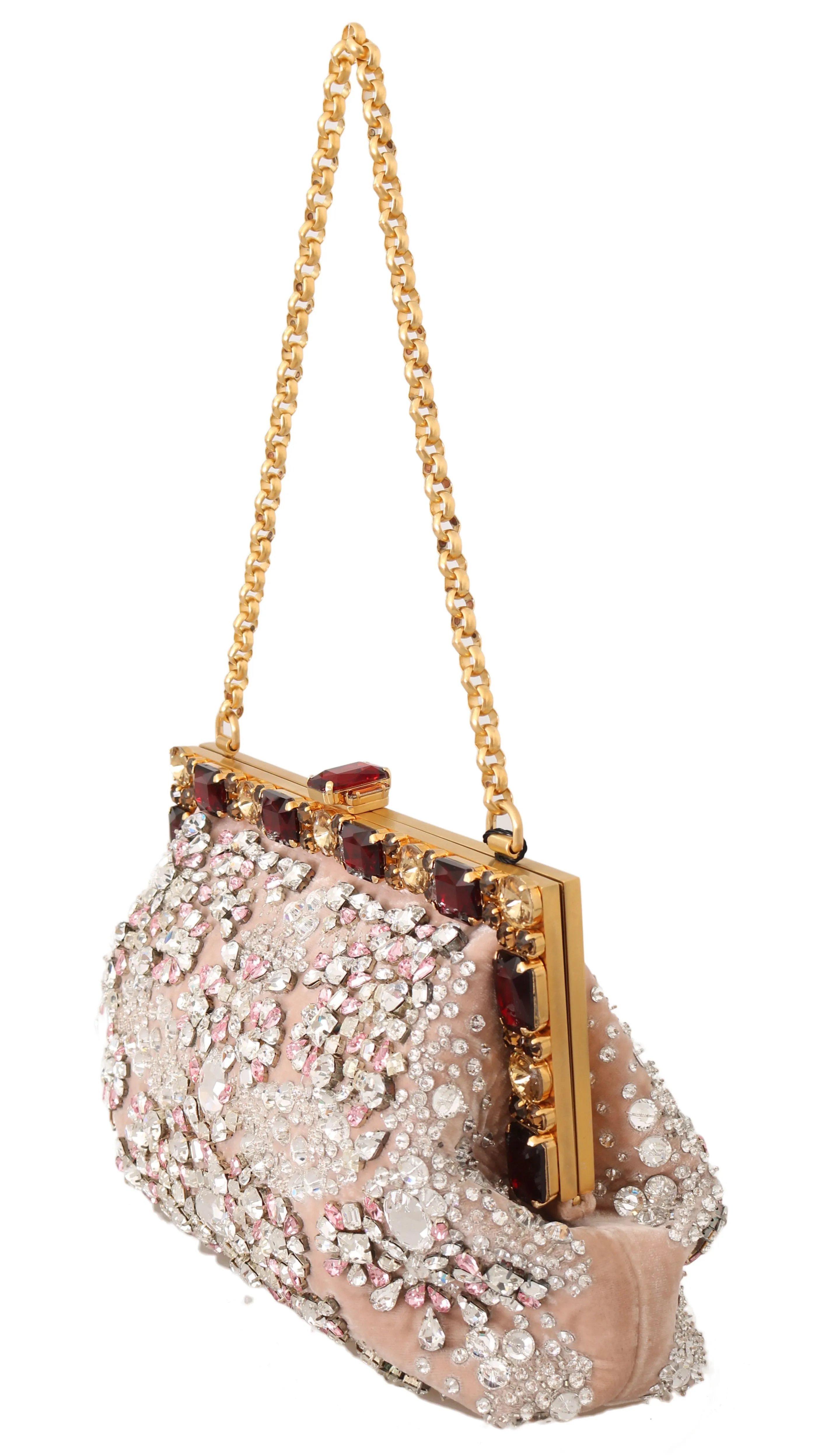 Pink Velvet Crystal Gold VANDA Clutch