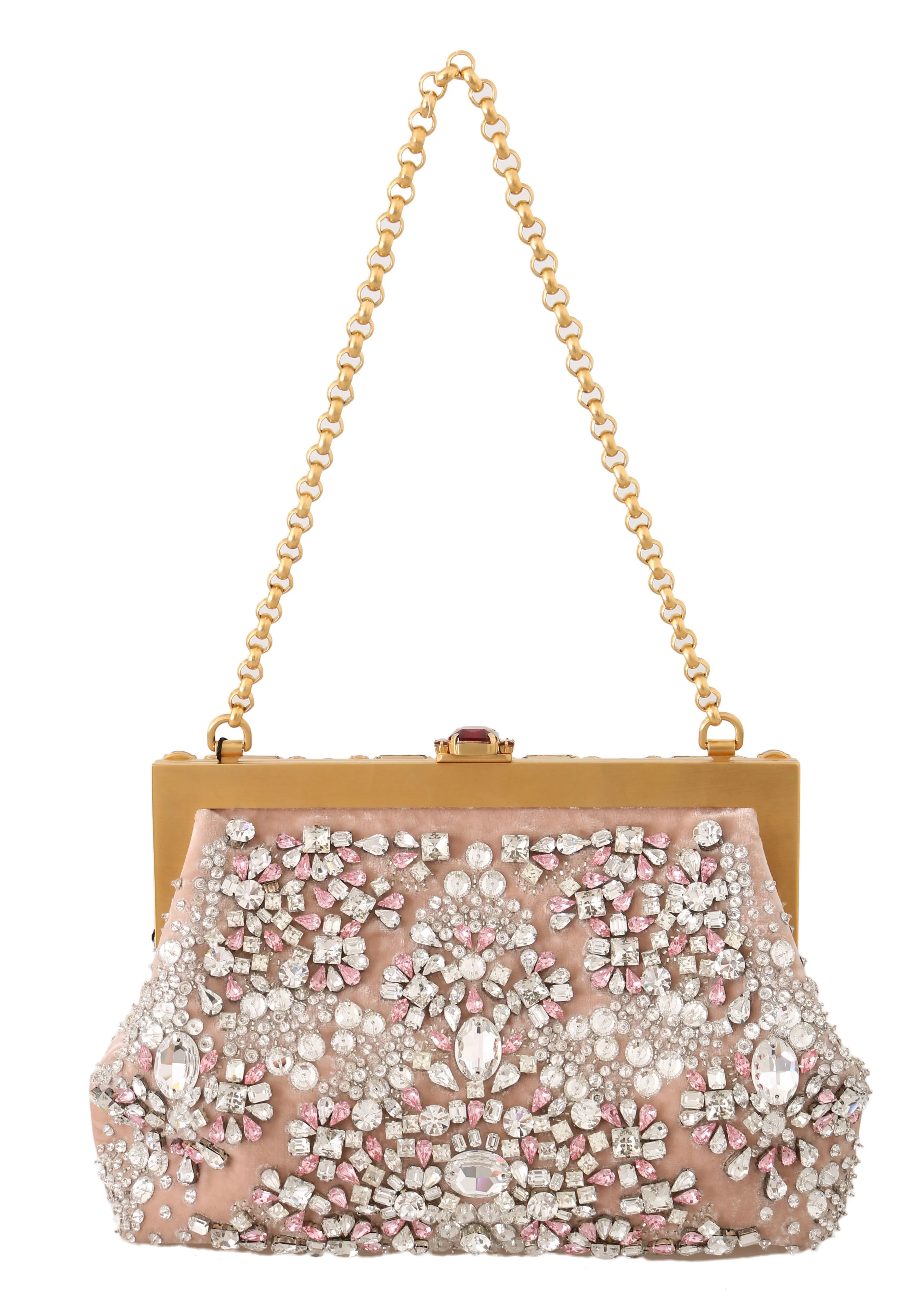 Pink Velvet Crystal Gold VANDA Clutch