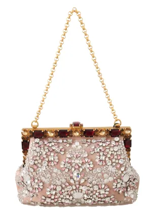 Pink Velvet Crystal Gold VANDA Clutch