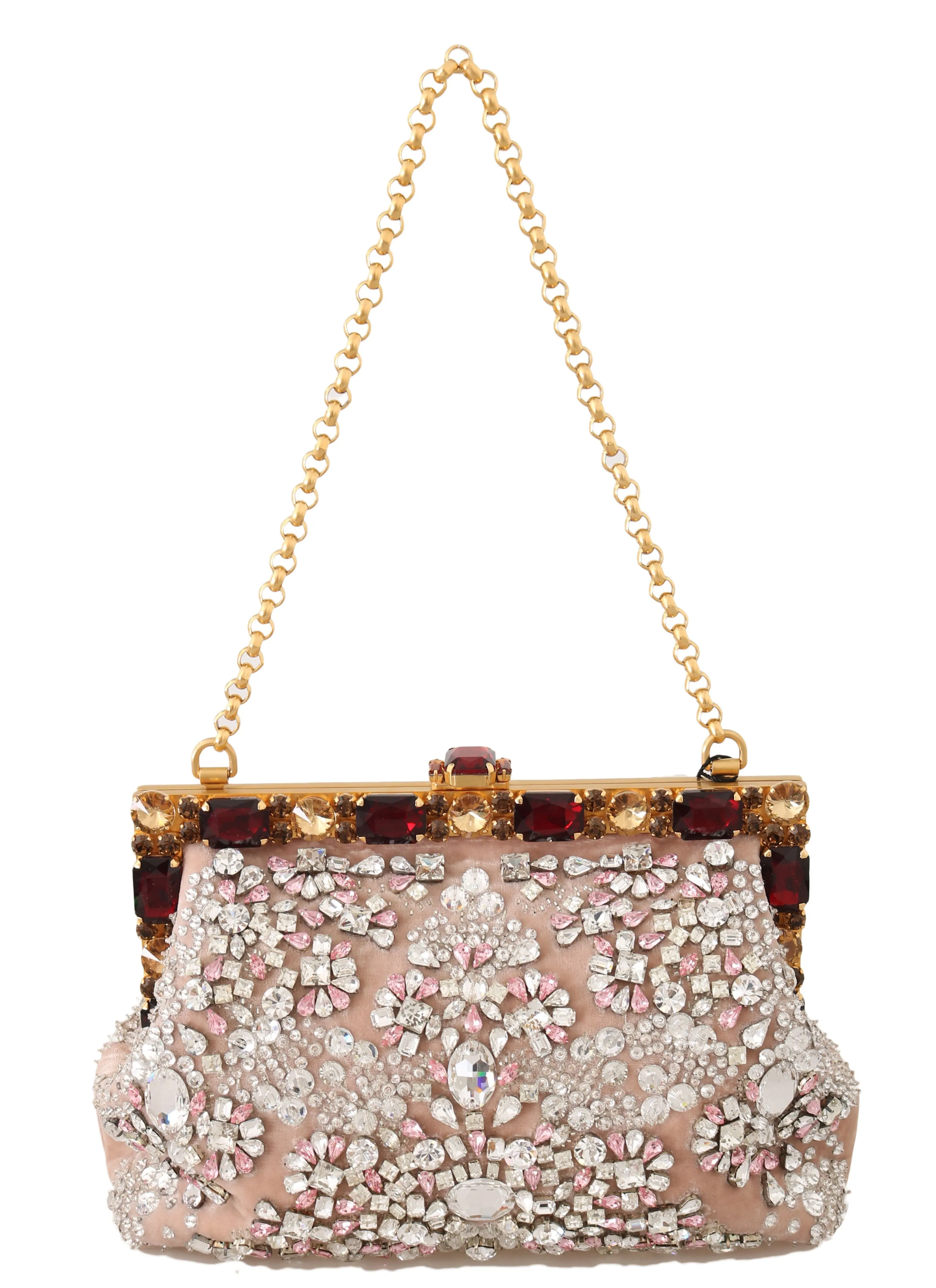Pink Velvet Crystal Gold VANDA Clutch