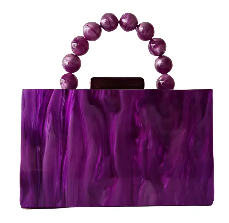 Plum Rectangle Bead Clutch