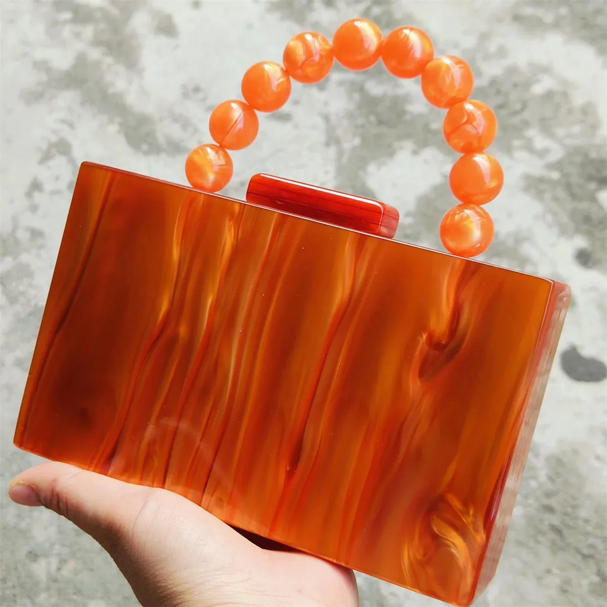 Plum Rectangle Bead Clutch