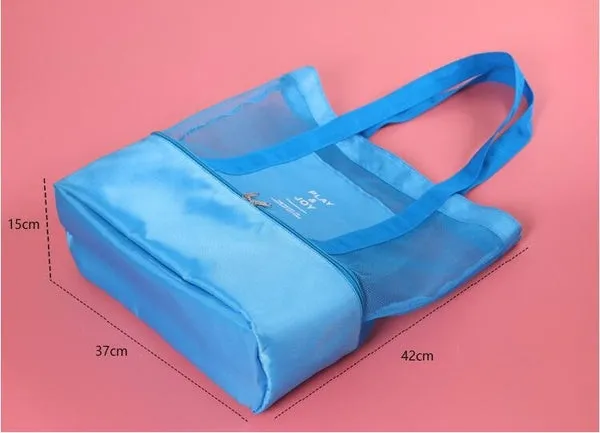 Portable Insulated Cooler Bag Food Picnic Beach Mesh Bags Cooler Tote Waterproof Bags