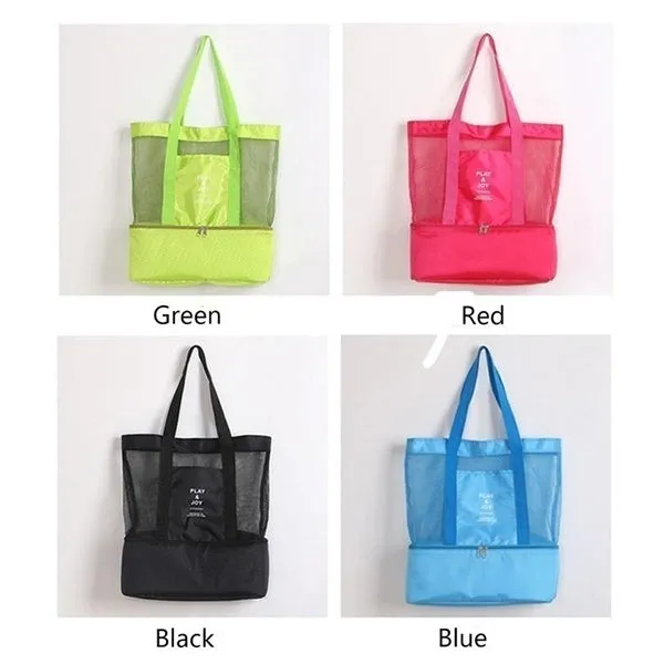Portable Insulated Cooler Bag Food Picnic Beach Mesh Bags Cooler Tote Waterproof Bags