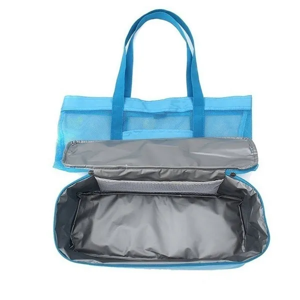 Portable Insulated Cooler Bag Food Picnic Beach Mesh Bags Cooler Tote Waterproof Bags