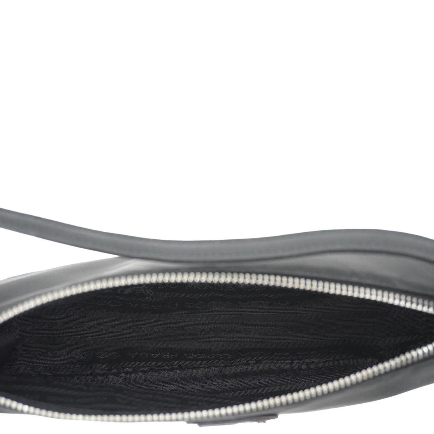 PRADA Accessory Pouch Nylon Hobo Bag Black