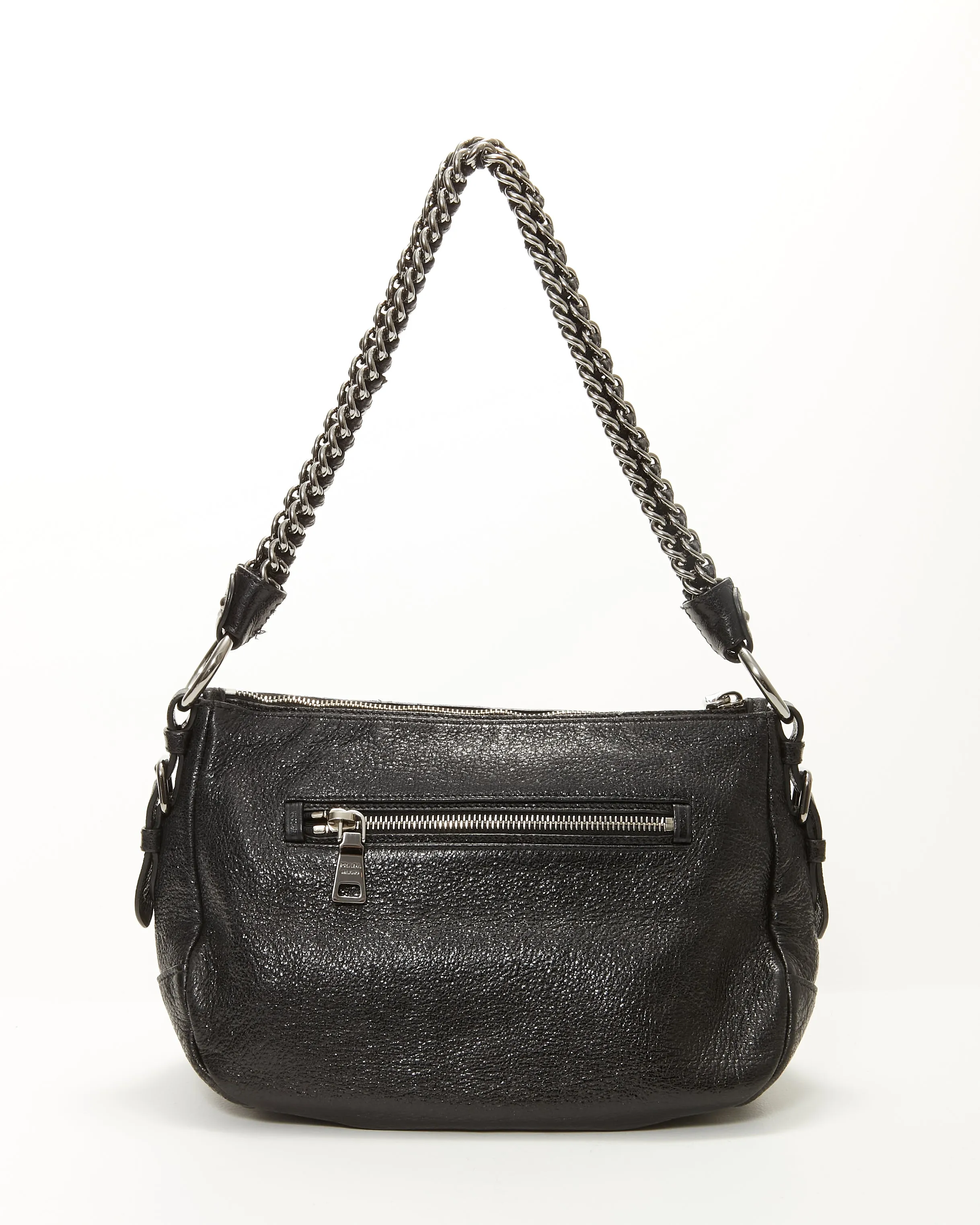 Prada Black Cervo Lux Leather Shoulder Bag