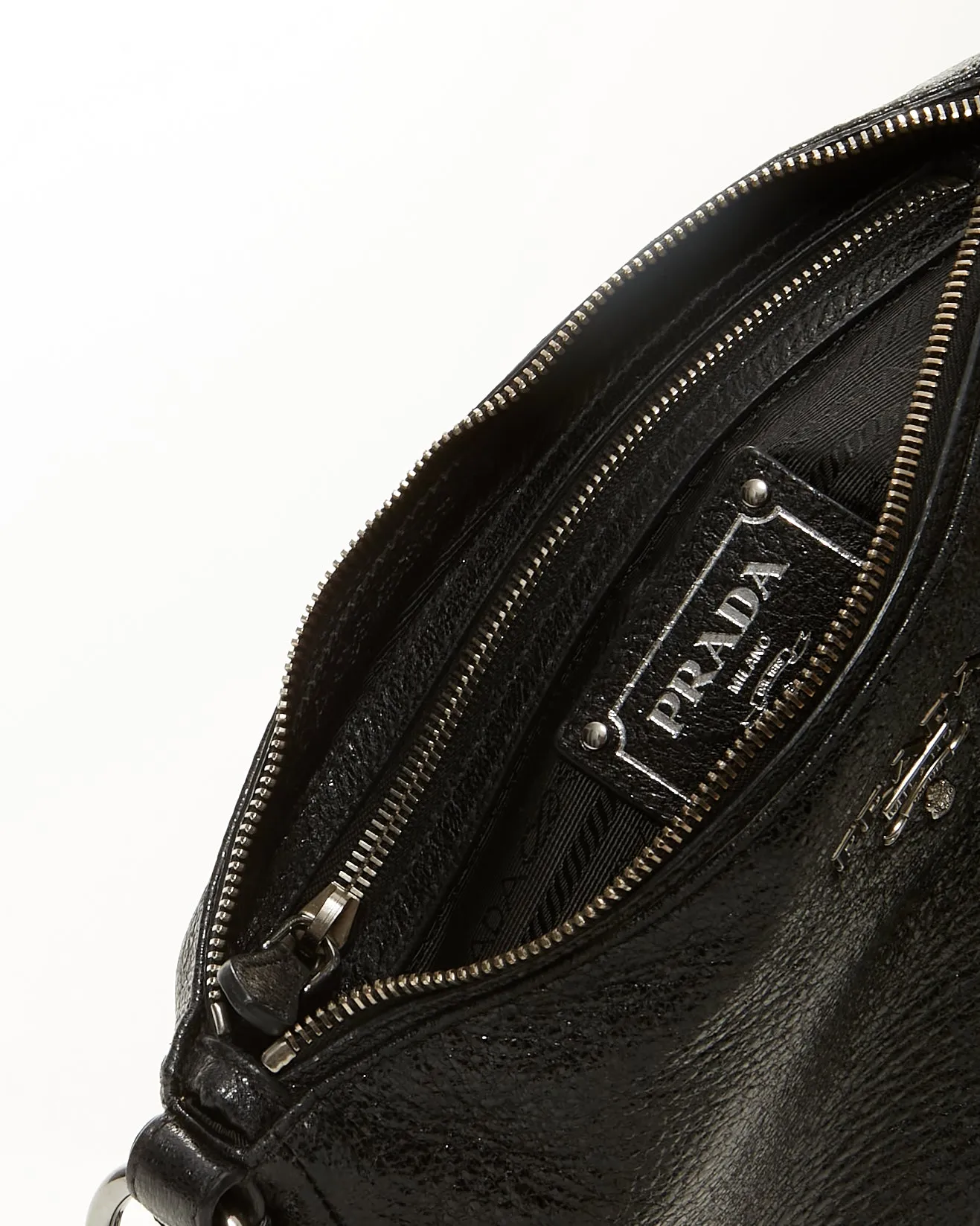 Prada Black Cervo Lux Leather Shoulder Bag