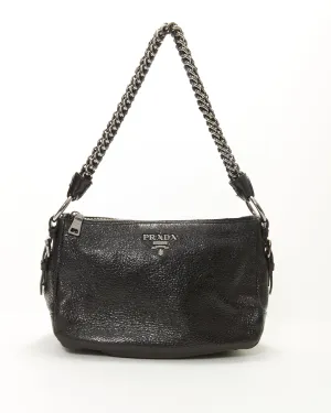 Prada Black Cervo Lux Leather Shoulder Bag