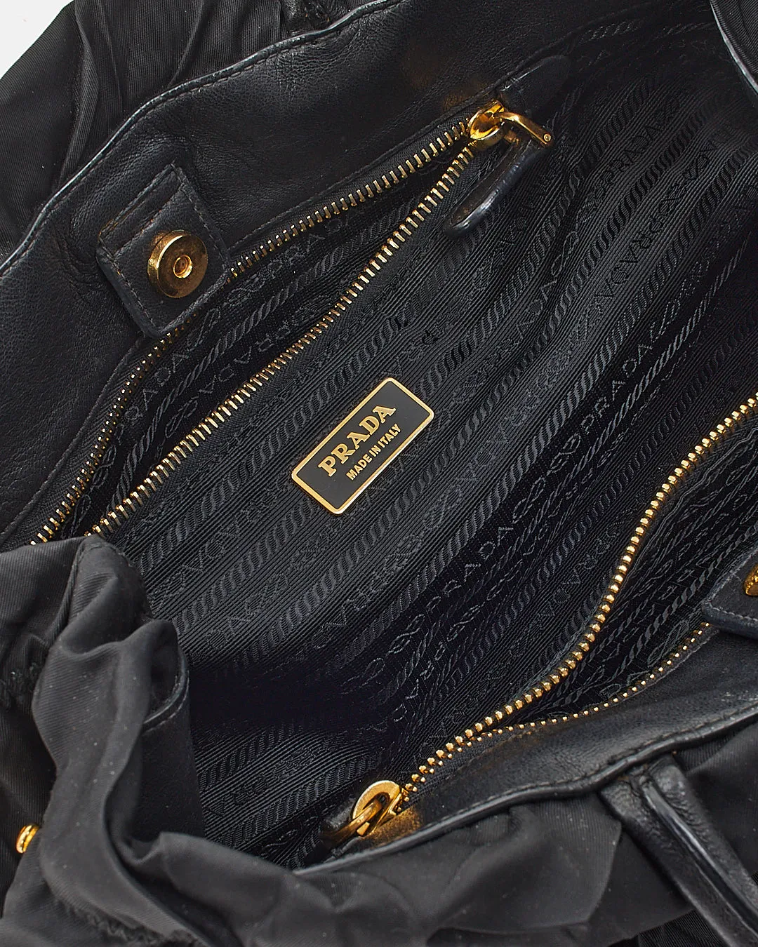 Prada Black Nylon Tessuto Top Handle Tassel Bag